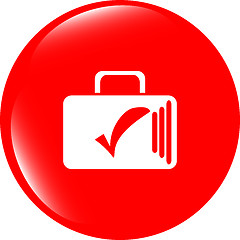 Image showing tick mark on business suitcase. web icon isolated on white background