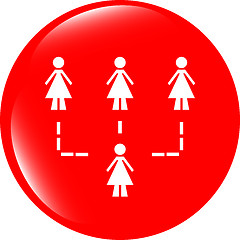 Image showing icon button with network of woman inside, isolated on white