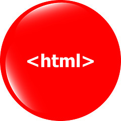 Image showing html 5 sign icon. Programming language symbol. Circles buttons