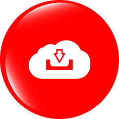 Image showing abstract cloud icon. Upload download button. Load symbol. Round button