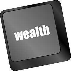 Image showing cloud icon with wealth word on computer keyboard key