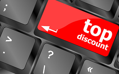 Image showing top discount concept sign on computer key