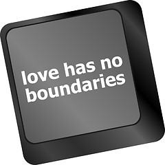 Image showing Wording love has no boundaries on computer keyboard key