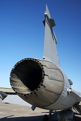 Image showing Jet engine view of a Jas39 Gripen