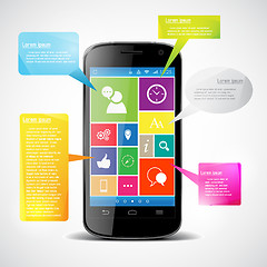 Image showing Touchscreen smartphone with colorful icons