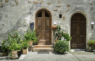 Image showing Vintage italian houses with flowers