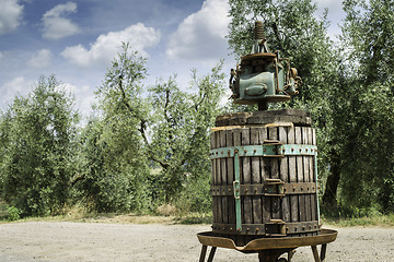 Image showing Vinatge olive press