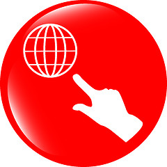 Image showing Internet sign icon with people hand. World wide web symbol. Circles buttons