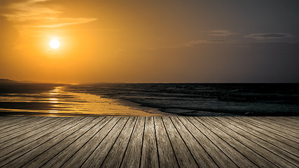 Image showing wooden jetty sunset