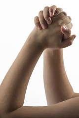 Image showing Young hand make embracing hands gesture