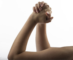 Image showing Young hand make embracing hands gesture