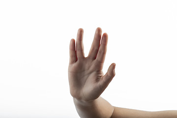 Image showing Young hands make Vulcan Salute