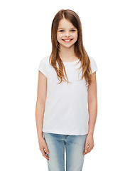 Image showing smiling little girl in white blank t-shirt