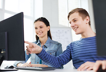 Image showing two smiling students having discussion