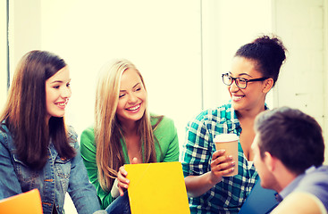 Image showing students communicating and laughing at school