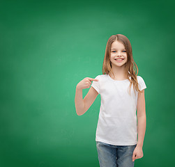 Image showing smiling little girl in blank white t-shirt