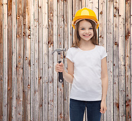 Image showing smiling little girl in protective helmet