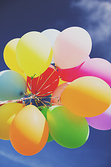 Image showing lots of colorful balloons in the sky