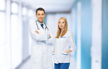 Image showing two young attractive doctors in medical facility