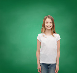 Image showing smiling little girl in white blank t-shirt