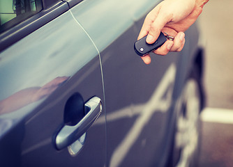 Image showing man with car key outside