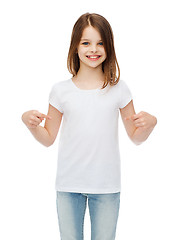 Image showing smiling little girl in blank white t-shirt