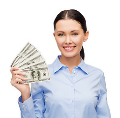 Image showing businesswoman with dollar cash money