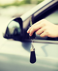 Image showing man with car key outside