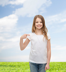 Image showing smiling little girl in blank white t-shirt