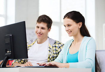 Image showing two smiling students having discussion