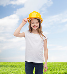 Image showing smiling little girl in protective helmet