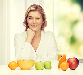 Image showing woman with healthy breakfast