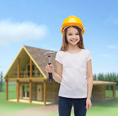 Image showing smiling little girl in protective helmet