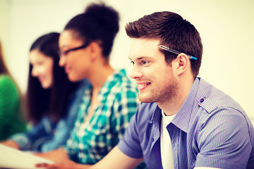 Image showing student with computer studying at school