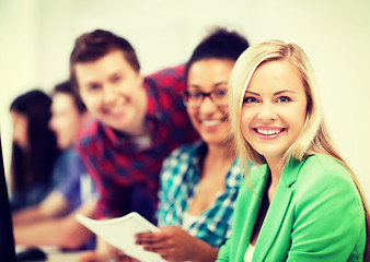 Image showing students with computer studying at school