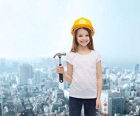 Image showing smiling little girl in protective helmet