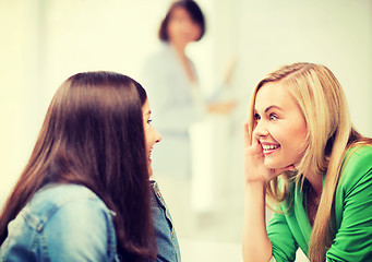 Image showing student girls gossiping at school