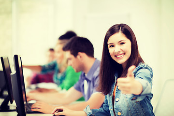 Image showing student with computers studying at school