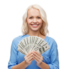 Image showing smiling girl with dollar cash money