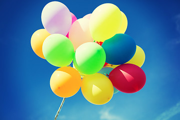 Image showing lots of colorful balloons in the sky