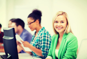 Image showing student with computer studying at school