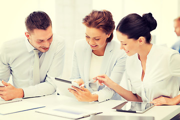 Image showing business team working with tablet pcs in office