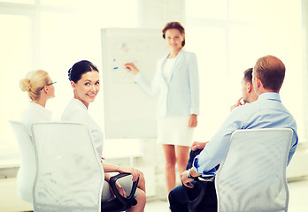 Image showing businesswoman on business meeting in office