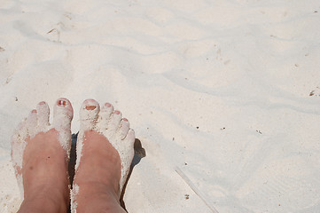 Image showing Feet in the sand