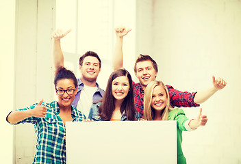 Image showing group of students at school with blank board