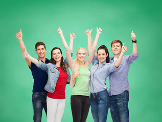 Image showing group of smiling students showing thumbs up