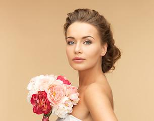 Image showing woman with bouquet of flowers