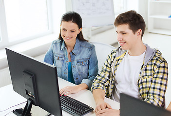 Image showing two smiling students having discussion