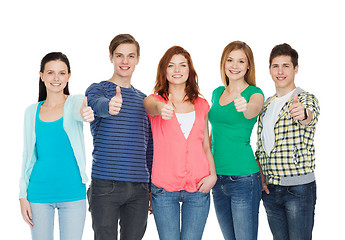 Image showing group of smiling students showing thumbs up