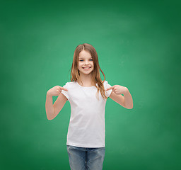 Image showing smiling little girl in blank white t-shirt